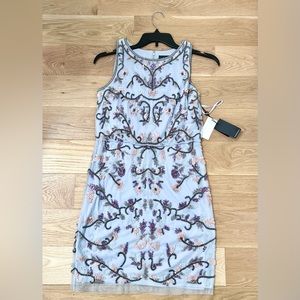 Adrianna Papell Floral Sequins Beaded Cocktail Sheath Dress Dress Size 10